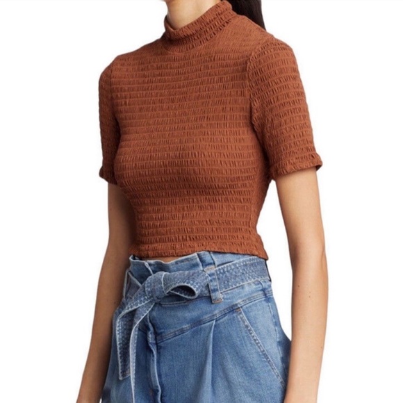 A.L.C. Dana Smocked Top in Deep Amber - Picture 3 of 11